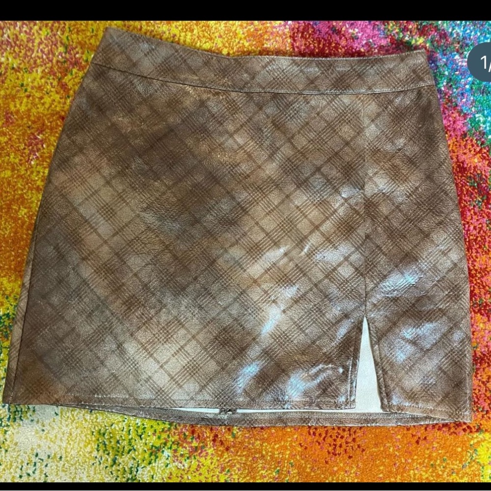 Altar’d State Brown faux leather skirt